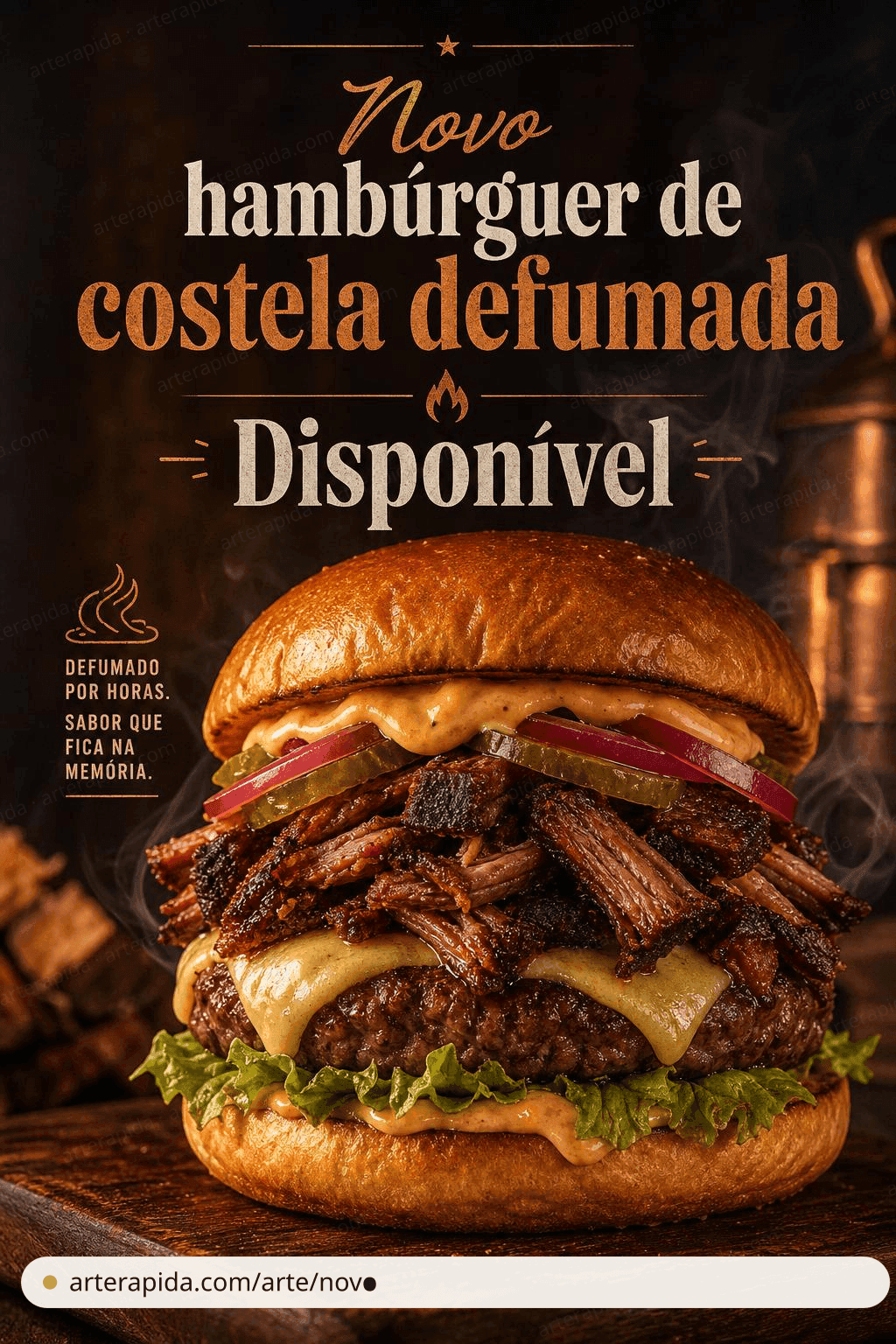 Novo hambúrguer de costela defumada — Restaurante · ArteRápida