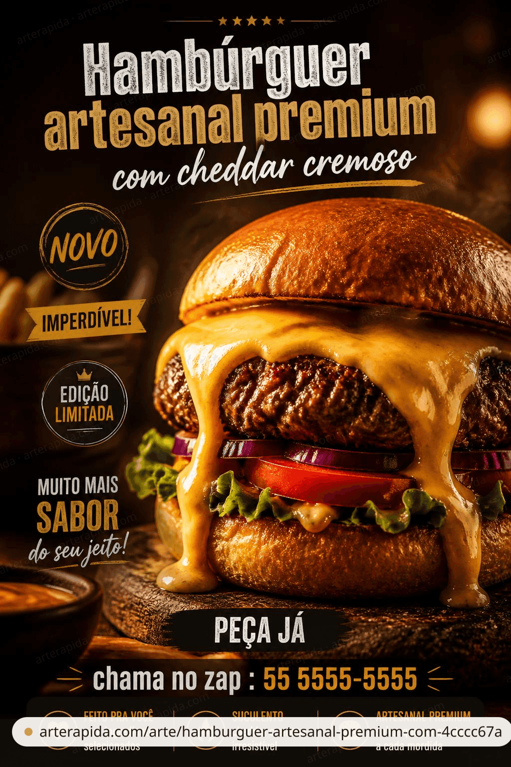 Hambúrguer artesanal premium com cheddar cremoso — Restaurante · ArteRápida